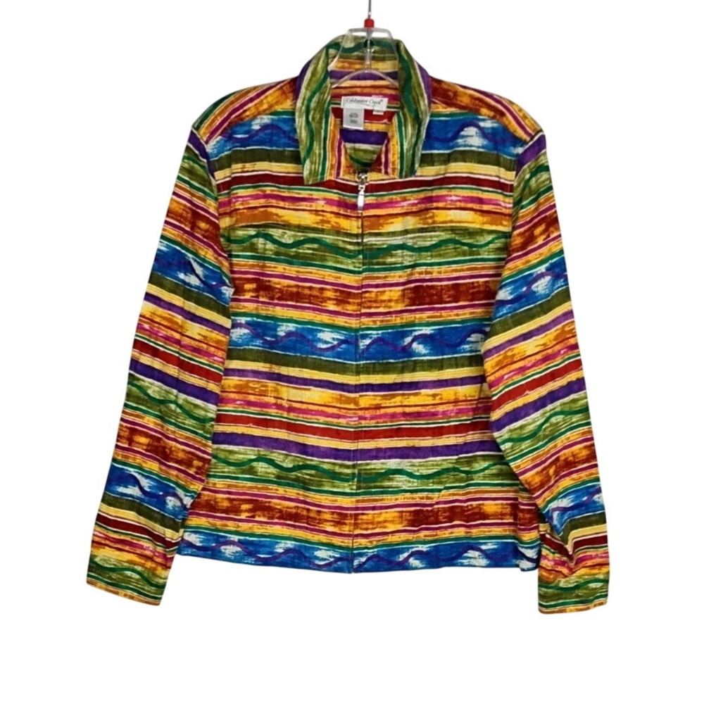 Coldwater Creek Jacket Womens Multicolor Tribal Artsy Western Aztec Sz L